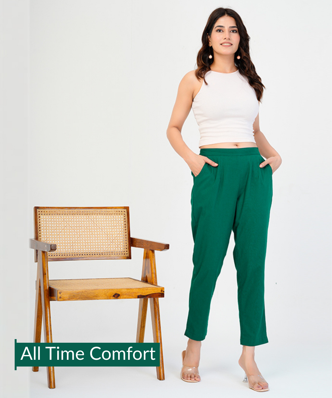 Bottle Green Cotton Pant