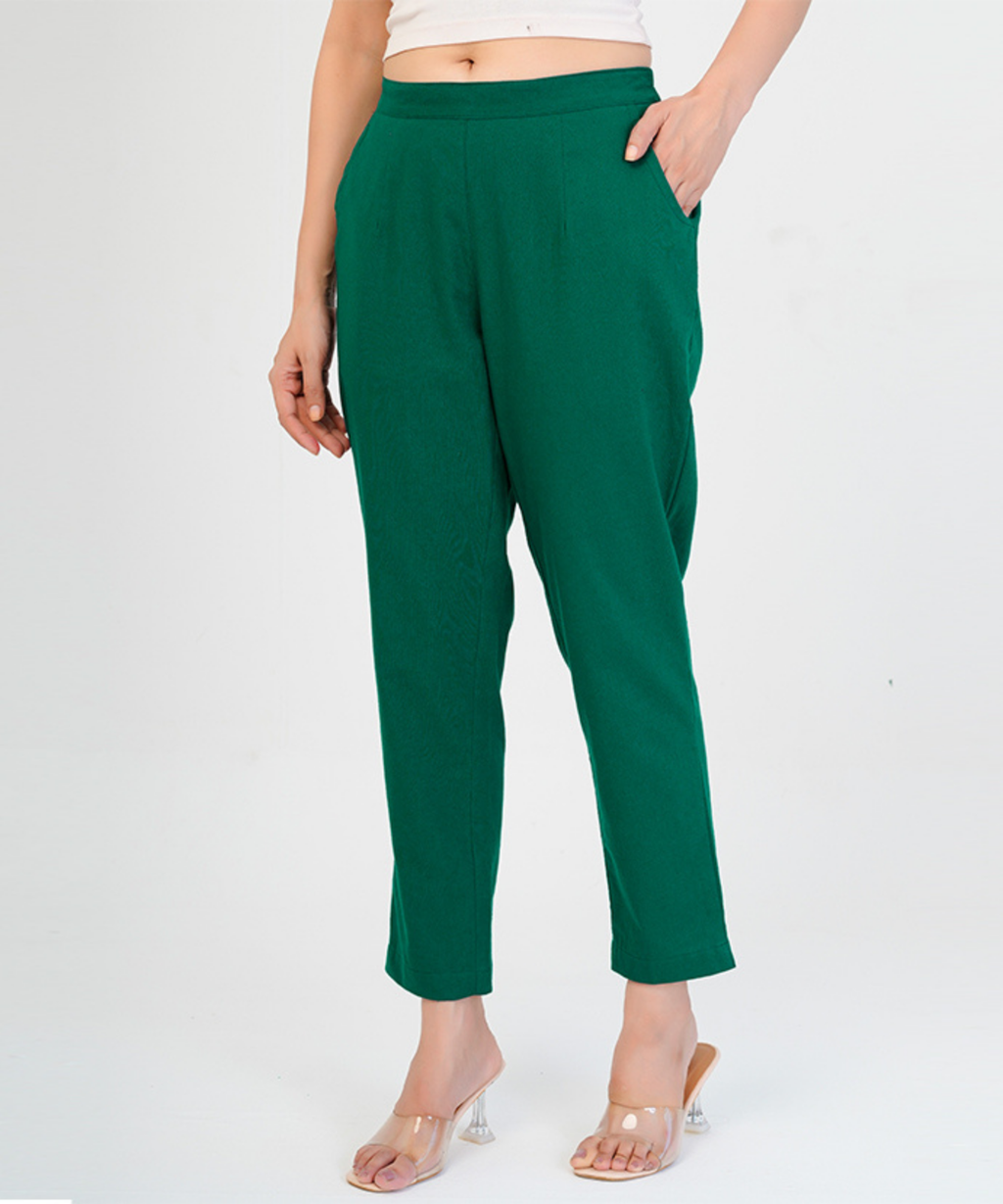 Bottle Green Cotton Pant