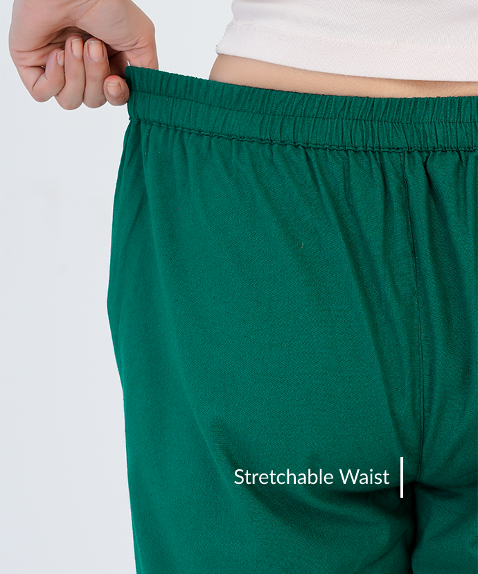 Bottle Green Wide Leg Cotton pant