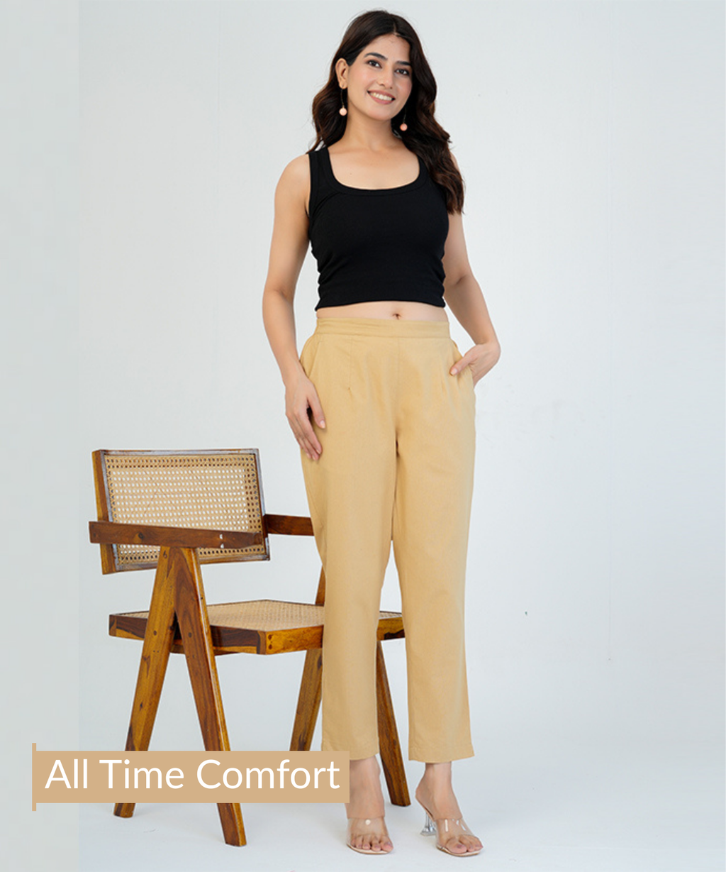 Camel brown Cotton Pant