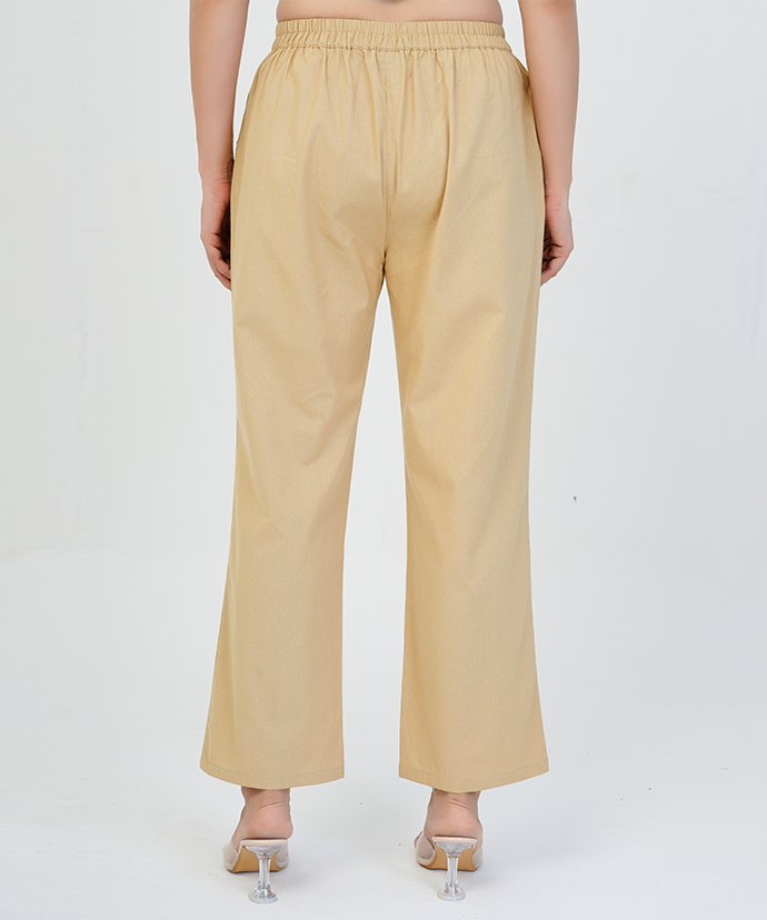 Camel brown Wide Leg Cotton Pant