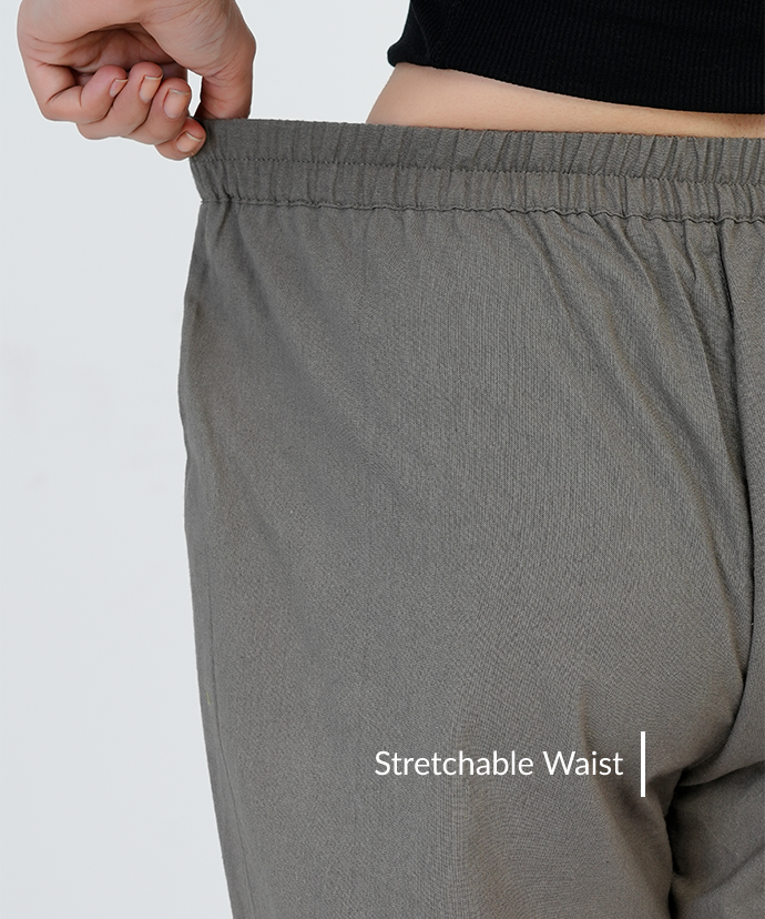 Cement Grey Wide Leg Cotton Pant