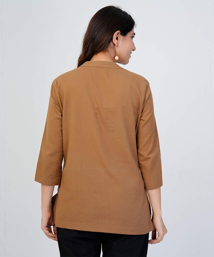 Coffee Brown Airy Linen Short Kurta