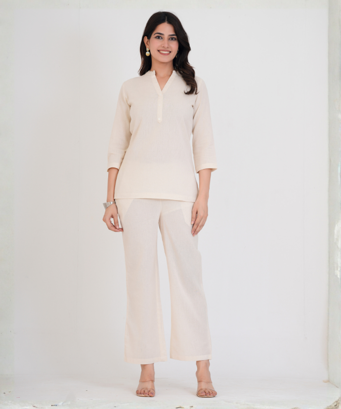 Ecro Airy Linen Short Kurta Co-ord Set