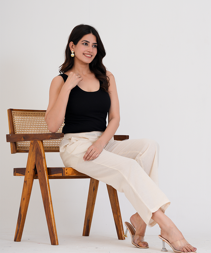 Ecro Wide Leg Airy Linen Pant