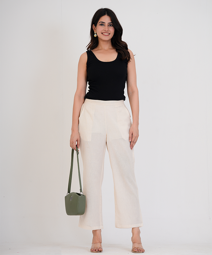 Ecro Wide Leg Airy Linen Pant