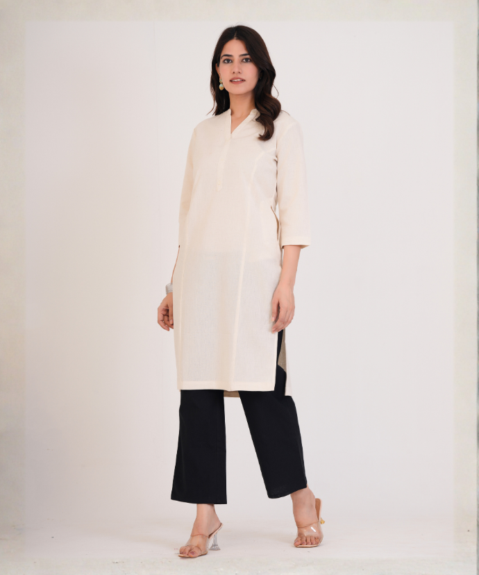 Ecru Airy Linen Long Kurta