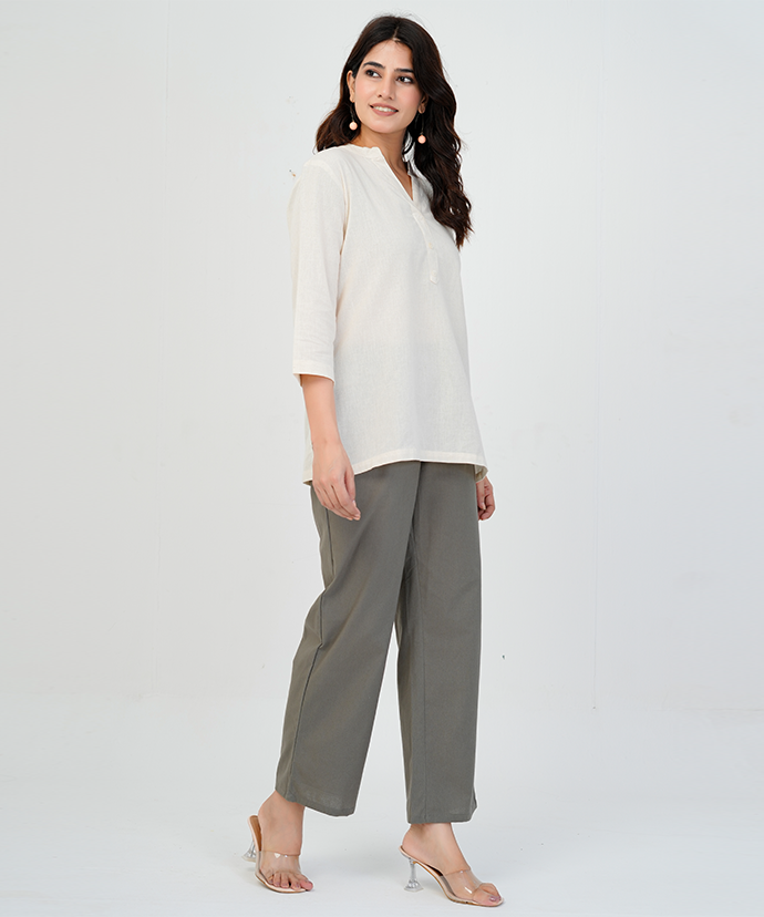 Ecru Airy Linen Short Kurta