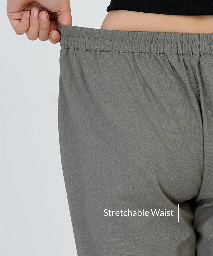 Grey Wide Leg Cotton Pant