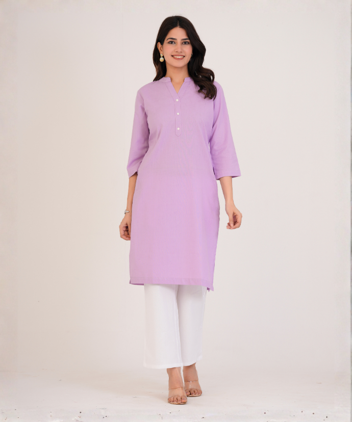 Lilac Airy Linen Long Kurta