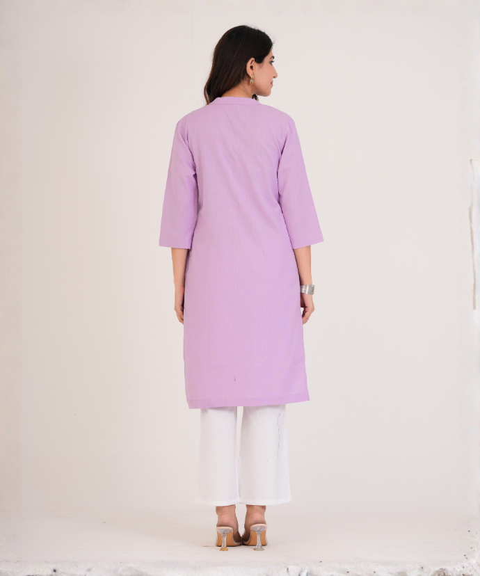 Lilac Airy Linen Long Kurta