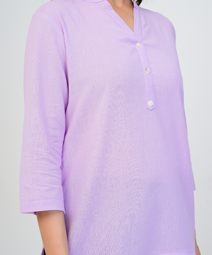 Lilac Airy Linen Short Kurta