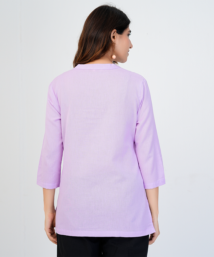Lilac Airy Linen Short Kurta