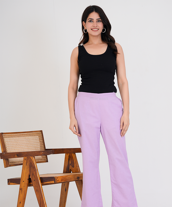Lilac Wide Leg Airy Linen Pant