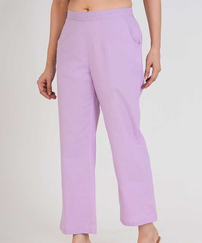 Lilac Wide Leg Airy Linen Pant