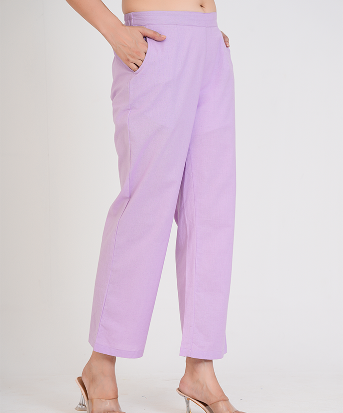 Lilac Wide Leg Airy Linen Pant