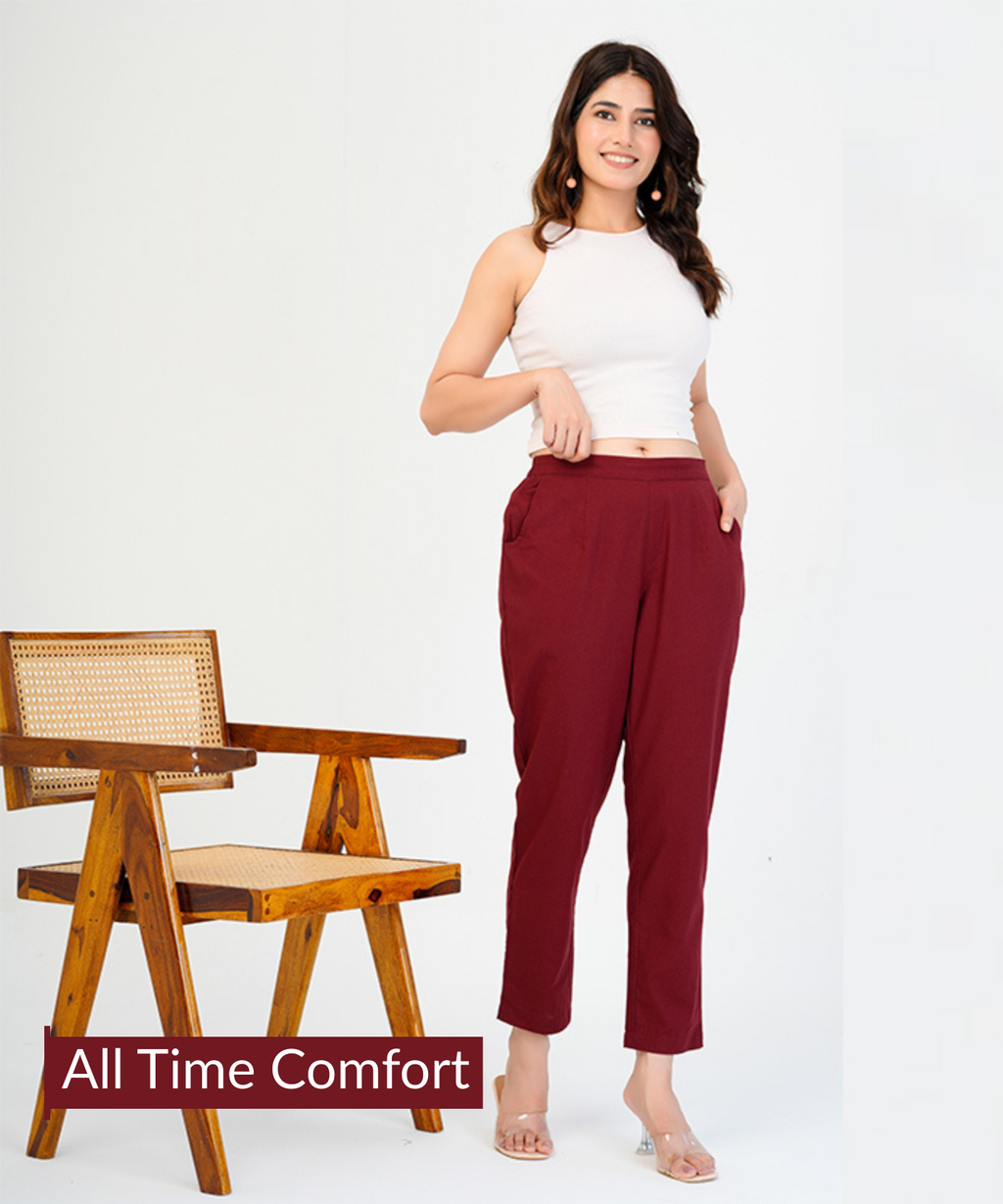 Maroon Cotton Pant