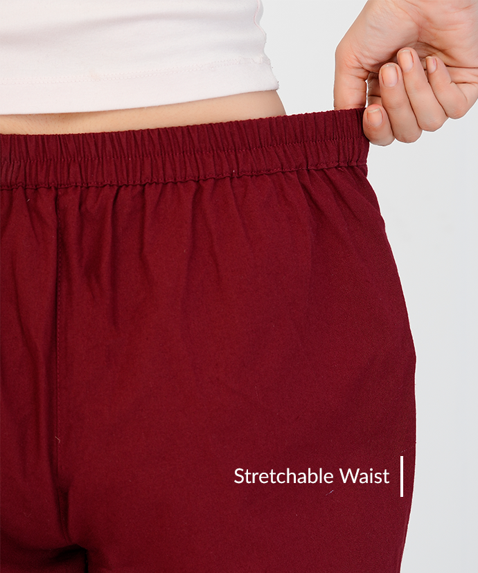 Maroon Wide Leg Cotton Pant
