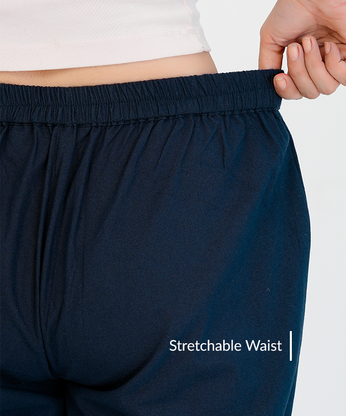 Navy Blue Wide Leg Cotton pant