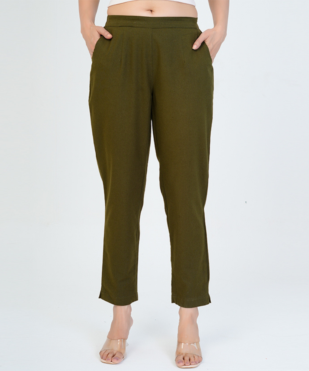 Olive Green Cotton Pant