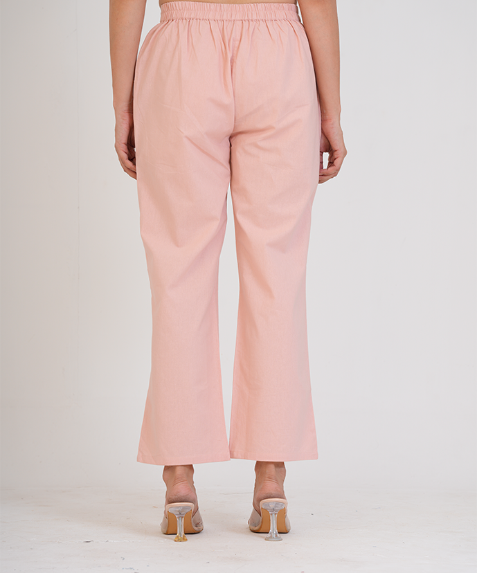 Peach Wide Leg Airy Linen Pant