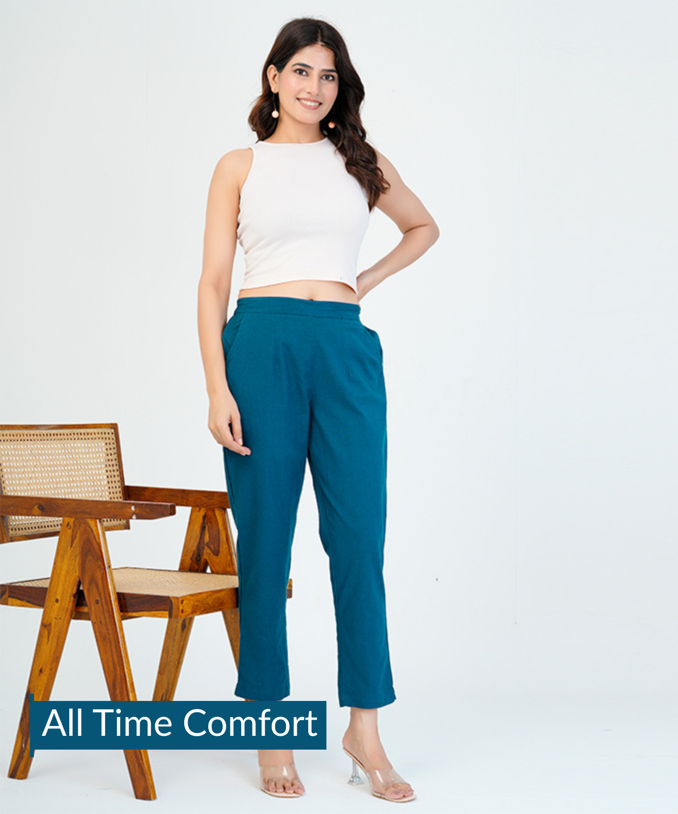 Peacock Blue Cotton Pant