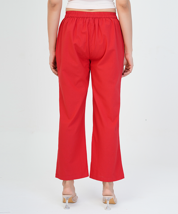 Red Wide Leg Cotton pant