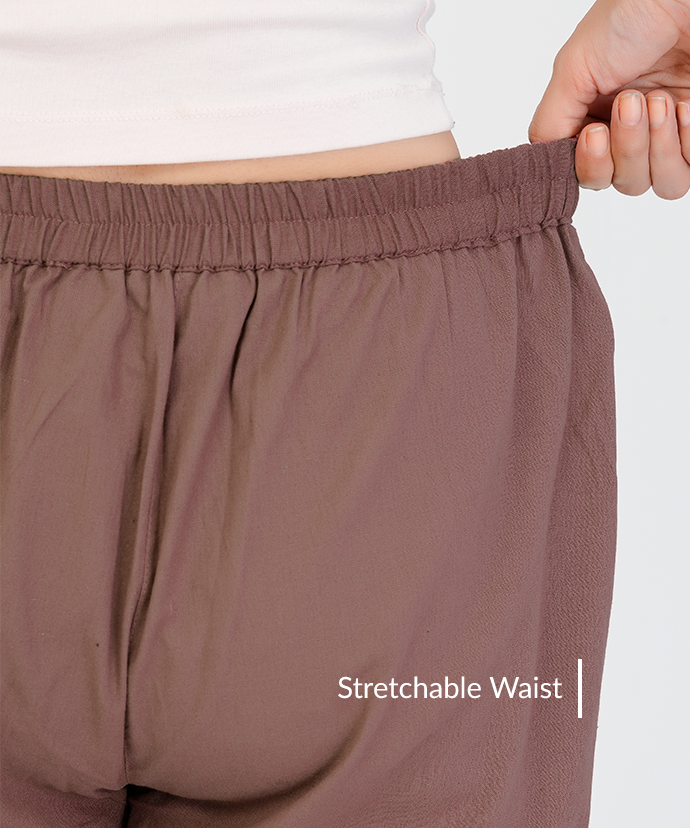 Rose Taupe Wide Leg Cotton Pant