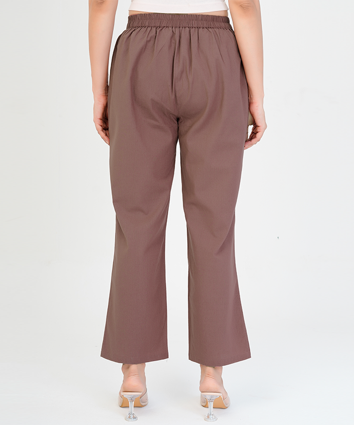 Rose Taupe Wide Leg Cotton Pant