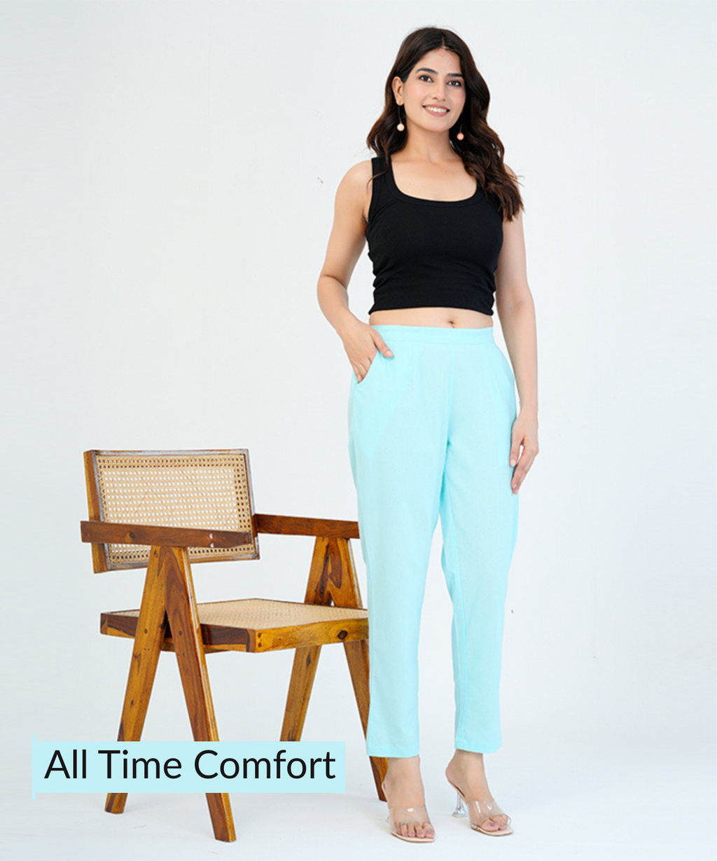 Sky Blue Cotton Pant