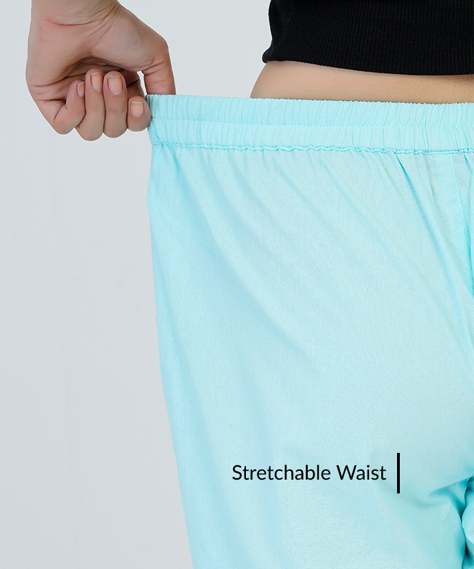 Sky Blue Wide Leg Cotton Pant