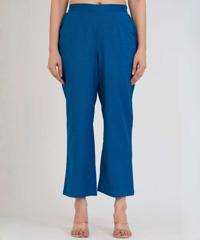 Turquoise Wide Leg Airy Linen Pant