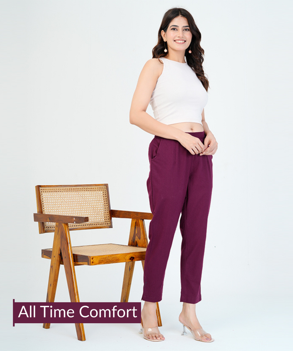 Wine Cotton Pant