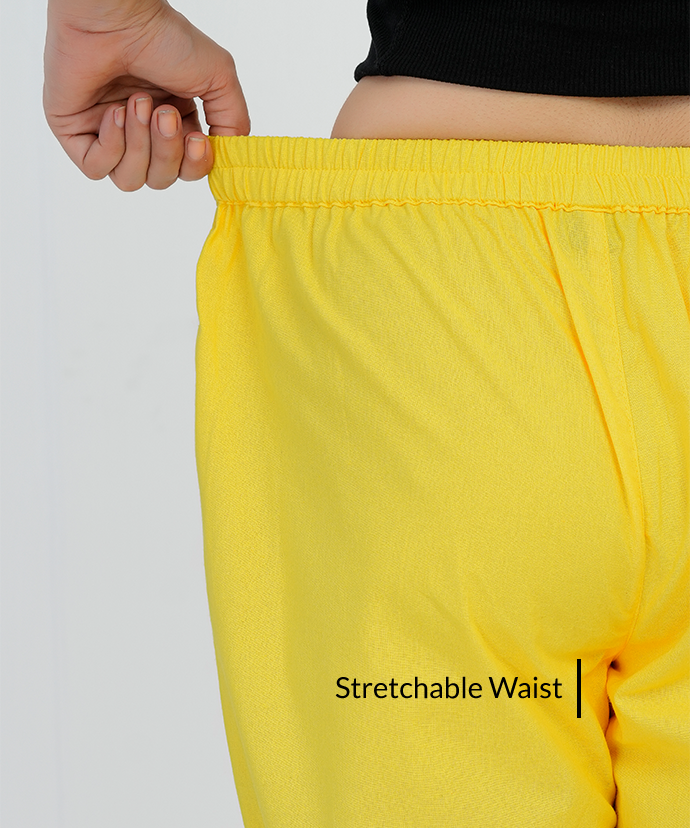 Yellow Wide Leg Cotton Pant